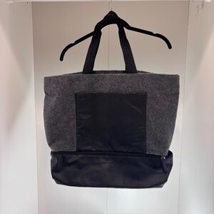 Weekender Travel Gym Work Bag Tote Black Grey with zipped Shoe Compartment